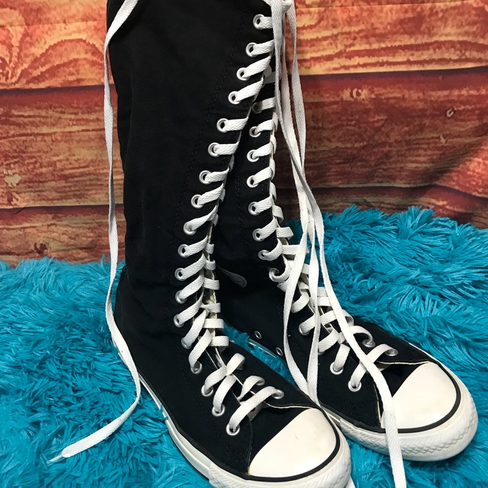 Converse Knee High Black womens 7 lace shoes p